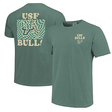 Women's Green South Florida Bulls Comfort Colors Checkered Mascot T-Shirt