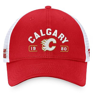 Men's Fanatics Red/White Calgary Flames Free Kick Trucker Adjustable Hat