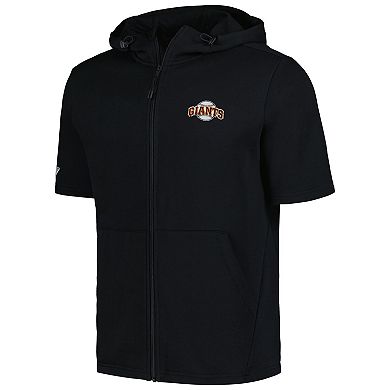 Men's Levelwear Black San Francisco Giants Recruit Short Sleeve Full-Zip Hoodie