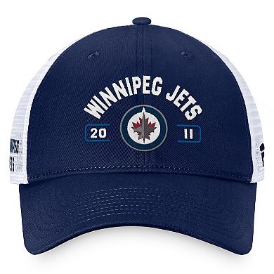 Men's Fanatics Navy/White Winnipeg Jets Free Kick Trucker Adjustable Hat