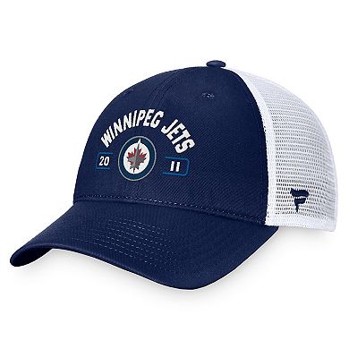 Men's Fanatics Navy/White Winnipeg Jets Free Kick Trucker Adjustable Hat