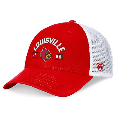 Men's Top of the World Red/White Louisville Cardinals Free Kick Trucker Adjustable Hat