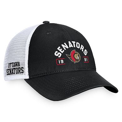 Men's Fanatics Black/White Ottawa Senators Free Kick Trucker Adjustable Hat