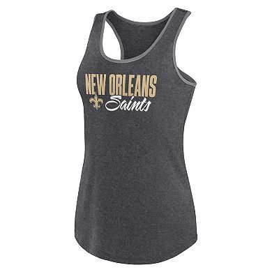 Women's  Fanatics Heather Charcoal New Orleans Saints Fuel Racerback Tank Top