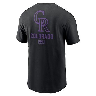 Men's Nike Black Colorado Rockies Large Logo Back Stack T-Shirt