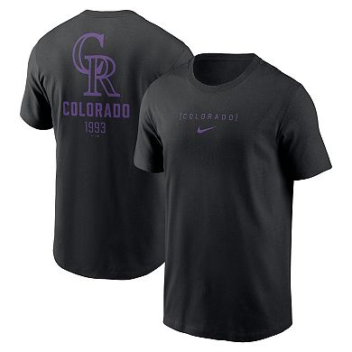 Men's Nike Black Colorado Rockies Large Logo Back Stack T-Shirt