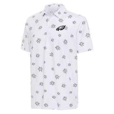 Men's Antigua White Philadelphia Eagles Fireworks Polo