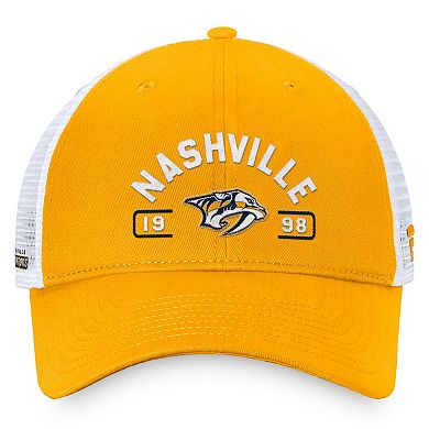 Men's Fanatics Gold/White Nashville Predators Free Kick Trucker Adjustable Hat