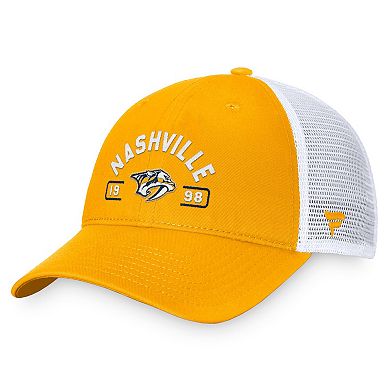 Men's Fanatics Gold/White Nashville Predators Free Kick Trucker Adjustable Hat