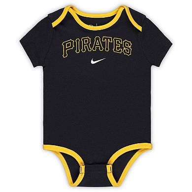 Infant Nike Pittsburgh Pirates Authentic Collection Three-Pack Bodysuit Set