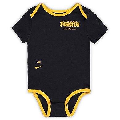 Infant Nike Pittsburgh Pirates Authentic Collection Three-Pack Bodysuit Set