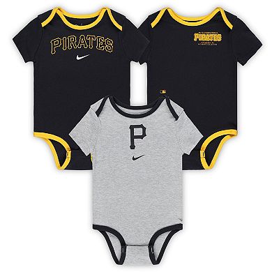 Infant Nike Pittsburgh Pirates Authentic Collection Three-Pack Bodysuit Set