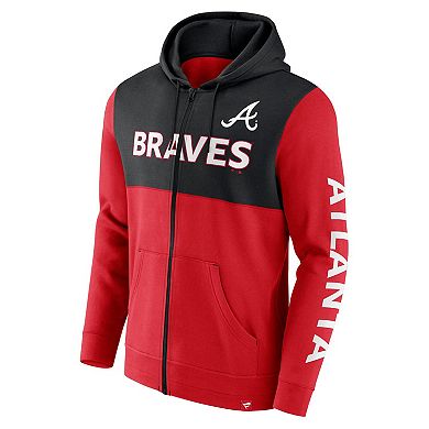 Men's Fanatics Red/Black Atlanta Braves Ace Hoodie Full-Zip Sweatshirt