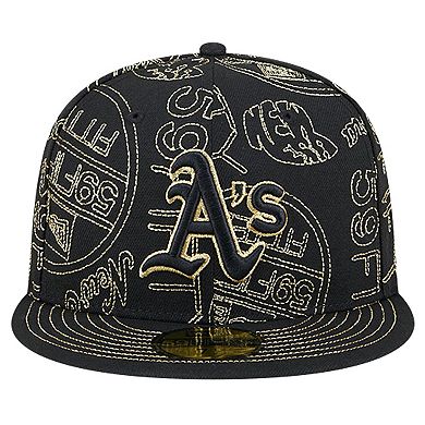 Men's New Era Black Oakland Athletics 59FIFTY Day Allover Fitted Hat