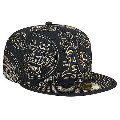 Men's New Era Black Oakland Athletics 59FIFTY Day Allover Fitted Hat