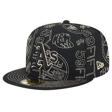 Men's New Era Black Oakland Athletics 59FIFTY Day Allover Fitted Hat