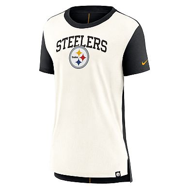 Women's Nike Cream/Black Pittsburgh Steelers Wordmark Tri-Blend T-Shirt