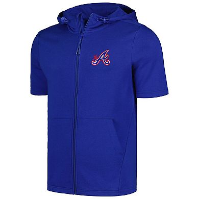 Men's Levelwear Royal Atlanta Braves Recruit Short Sleeve Full-Zip Hoodie