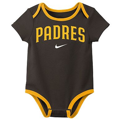 Infant Nike San Diego Padres Authentic Collection Three-Pack Bodysuit Set