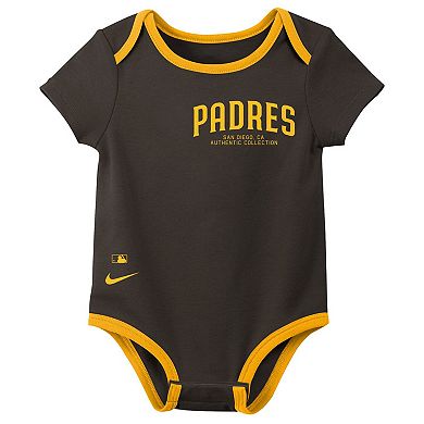 Infant Nike San Diego Padres Authentic Collection Three-Pack Bodysuit Set