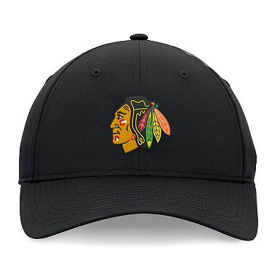 Men's Fanatics Black Chicago Blackhawks Front Office Ripstop Adjustable Hat