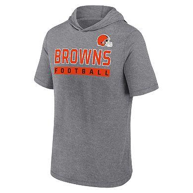 Men's Fanatics Branded Heather Gray Cleveland Browns Push Short Sleeve Pullover Hoodie