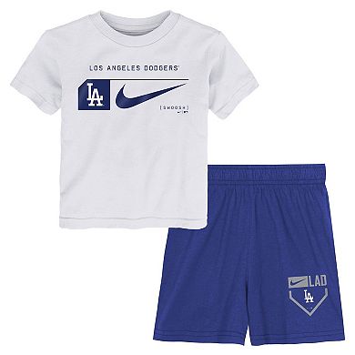 Preschool Nike White/Royal Los Angeles Dodgers Two-Piece T-Shirt & Shorts Set