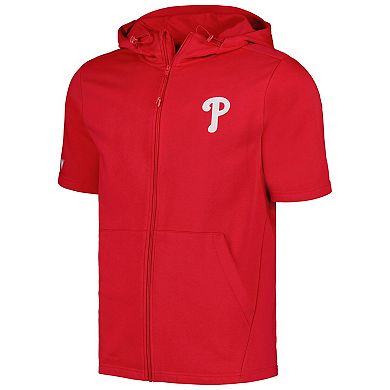 Men's Levelwear Red Philadelphia Phillies Recruit Short Sleeve Full-Zip Hoodie