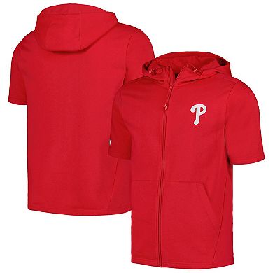 Men's Levelwear Red Philadelphia Phillies Recruit Short Sleeve Full-Zip Hoodie