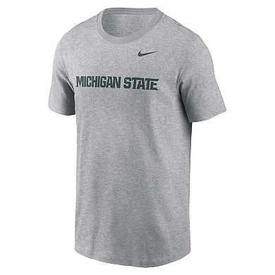 Men's Nike Heather Gray Michigan State Spartans Primetime Evergreen Wordmark T-Shirt