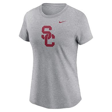 Women's Nike Heather Gray USC Trojans Primetime Evergreen Logo T-Shirt