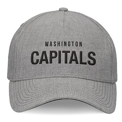 Men's Fanatics Heather Gray Washington Capitals Elements A-Frame Leather Strapback Hat