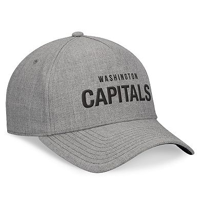 Men's Fanatics Heather Gray Washington Capitals Elements A-Frame Leather Strapback Hat