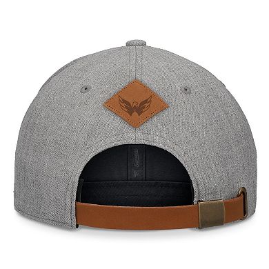 Men's Fanatics Heather Gray Washington Capitals Elements A-Frame Leather Strapback Hat