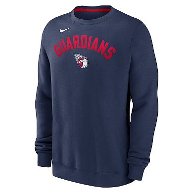 Men's Nike Navy Cleveland Guardians Classic Fleece Performance Pullover Sweatshirt