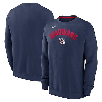 Men's Nike Navy Cleveland Guardians Classic Fleece Performance Pullover Sweatshirt