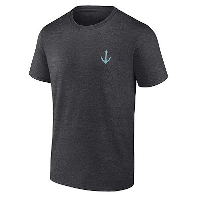 Men's Fanatics Heather Charcoal Seattle Kraken Backbone T-Shirt