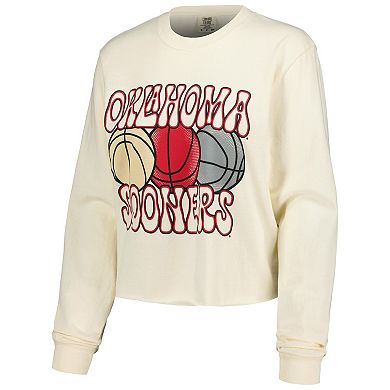 Women's Natural Oklahoma Sooners Comfort Colors Basketball Cropped Long Sleeve T-Shirt