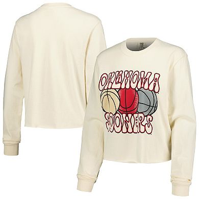 Women's Natural Oklahoma Sooners Comfort Colors Basketball Cropped Long Sleeve T-Shirt