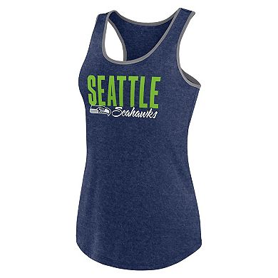 Women's  Fanatics Heather College Navy Seattle Seahawks Fuel Racerback Tank Top