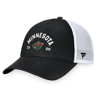 Men's Fanatics Black/White Minnesota Wild Free Kick Trucker Adjustable Hat