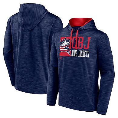 Men's Fanatics Navy Columbus Blue Jackets Never Quit Pullover Hoodie