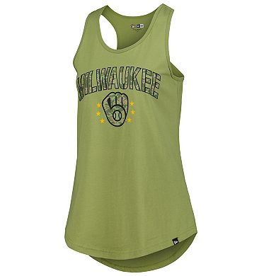 Women's New Era Olive Milwaukee Brewers Armed Forces Day Tank Top