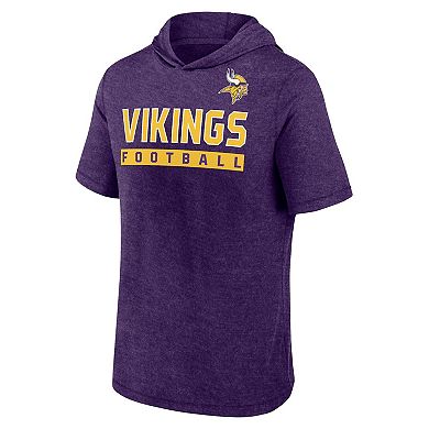 Men's Fanatics Heather Purple Minnesota Vikings Push Short Sleeve Pullover Hoodie