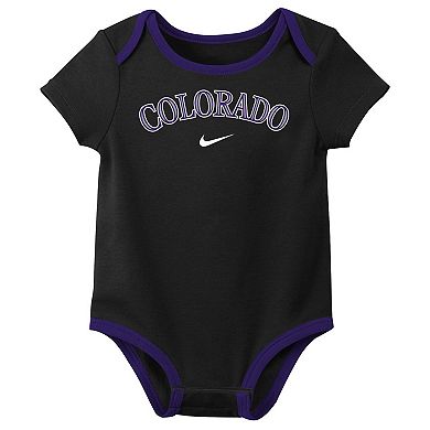 Infant Nike Colorado Rockies Authentic Collection Three-Pack Bodysuit Set