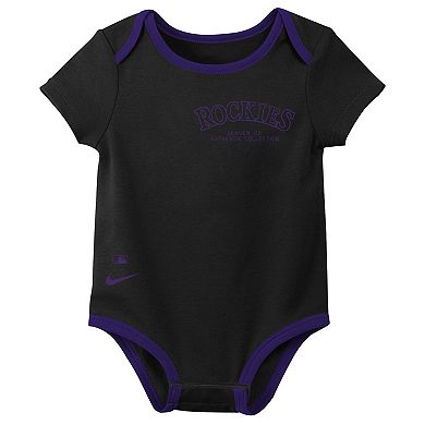 Infant Nike Colorado Rockies Authentic Collection Three-Pack Bodysuit Set