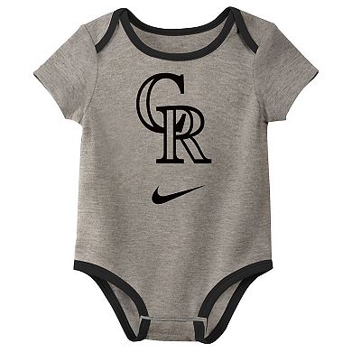 Infant Nike Colorado Rockies Authentic Collection Three-Pack Bodysuit Set