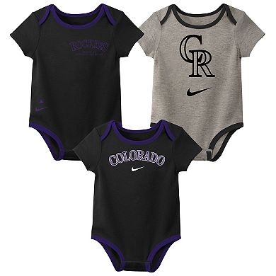 Infant Nike Colorado Rockies Authentic Collection Three-Pack Bodysuit Set