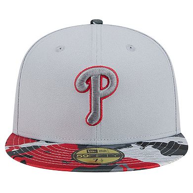 Men's New Era Gray Philadelphia Phillies Active Team Camo 59FIFTY Fitted Hat