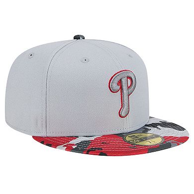 Men's New Era Gray Philadelphia Phillies Active Team Camo 59FIFTY Fitted Hat